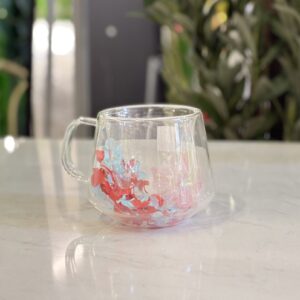 كوب دبل جلاس قصير مع ورود ويد