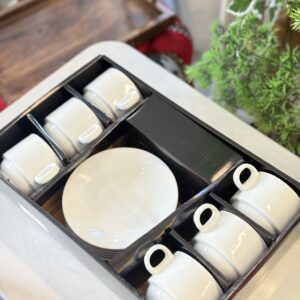 طقم 6+6 ابيض فناجين شاي