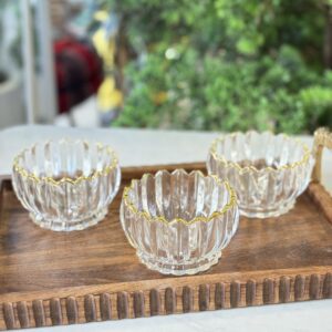 طقم صحون مكسرات /6 زجاج مشرف حز ذهبي