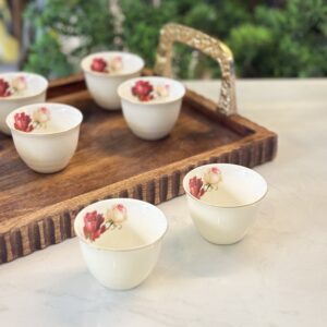 طقم فناجين سادة 12 ورد بورسلان