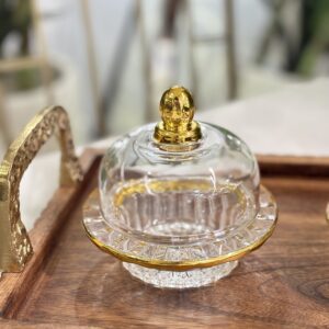 طقم 6 سكريات زجاج مع غطاء حز ذهبي ميرانو