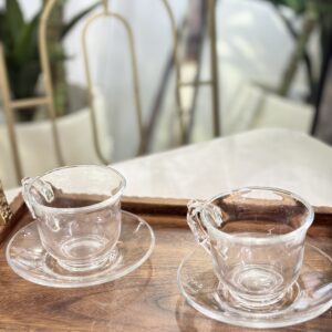فنجان مع صحن شفاف طقم 6/6