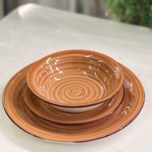 طقم صحون فخار ملون 18 قطعة