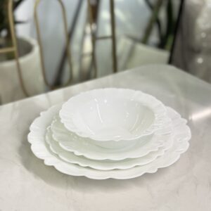 طقم صحون 18 قطعة ابيض ثقيل