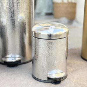 سطل حمام 5 لتر فضي مع فرشاة