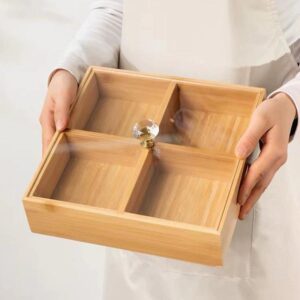 مضيفة بامبو اقسام مع غطاء مربع