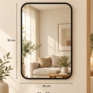 مراية مستطيل اطار المنيوم اسود